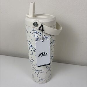 Hydrapeak Artisan Collection Blue Bow & Polka Dot  Tumbler Water Bottle NEW 32oz